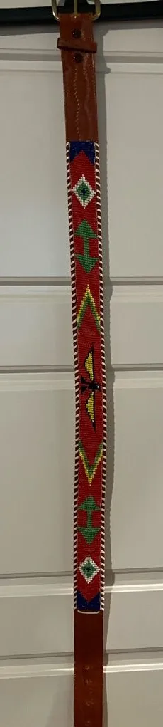 Handcrafted Red Beaded hand loom bead work belt thumbnail 1