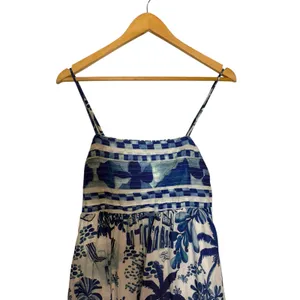 Farm Rio Sweet Blue White Tropical Coastal Beach Print Resort Vacation Dress L thumbnail 5