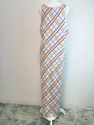 Maeve XL Knit Maxi Dress Plaid Sleeveless Side Slit Viscose‎ Blend Women thumbnail 3