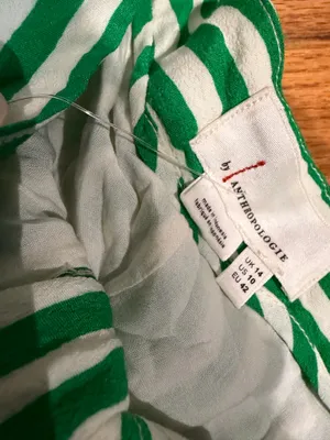 NWOT Anthropologie Mackenzie Striped Extra Wide Green/White Gaucho Crop Pants Sz 10 thumbnail 8