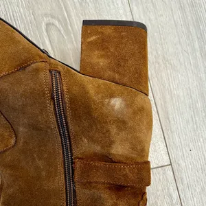 Brown Suede Knee-High Boots with Embroidered Pattern by Gianni Bini thumbnail 3