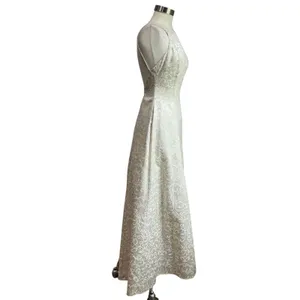 Hyphen Vintage Y2K Ivory Champagne Metallic Gold Low Back Prom Gown Sz 5/6‎ thumbnail 5