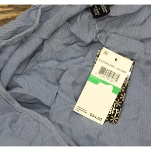 NWT Stoosh Juniors Long-Sleeve Lace-Inset Peasant Blouse Top Blue L thumbnail 4