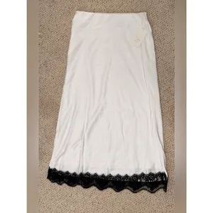 NWT White Satin Slip Maxi Skirt Black Lace Hem Y2K 90s‎ Indie Sleaze S A New Day thumbnail 2