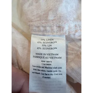 Faherty Linen Blend‎ Palm Print Pintuck Henley Shift Dress Peach Cream XXL thumbnail 6