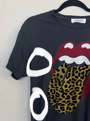 DAYDREAMER X Anthropologie Rolling Stones Band Tee Leopard Print Size XS thumbnail 4