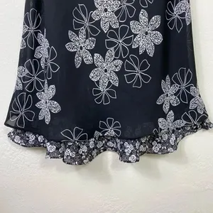 Vintage 90’s Studio I Black & White Floral Sleeveless Layered Midi Dress Size 8 thumbnail 4
