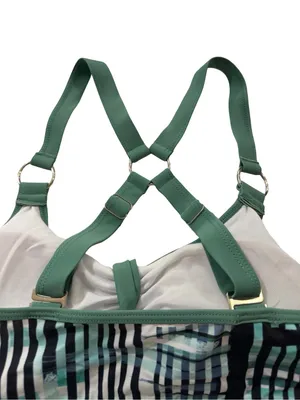 Amazon Brands Sage Green Plaid Cage Strap Bikini Swim Set Strappy Medium Women's thumbnail 9