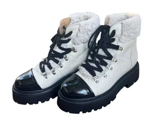 Steve Madden Reyen lace-up lug-sole hiker boots in bone leather 8.5 thumbnail 1