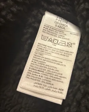 Old Navy Jacket Women’s Small Petite Black Cozy Y2K Trucker Sherpa Lined Denim thumbnail 10