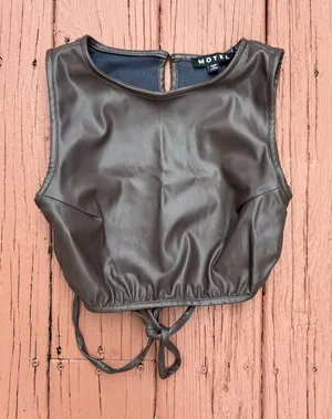 Motel brown leather cropped tank thumbnail 1