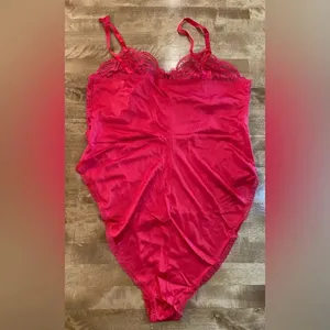APPLAUSE Vintage Red Lace‎ High Cut Teddy 80s 90s Size 34 Made in the USA NWOT thumbnail 4
