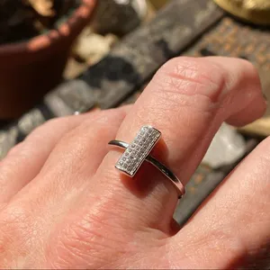 Micro Pave Cubic Zirconia Sterling Silver Ring Silver thumbnail 5