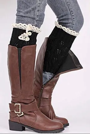 Steve Madden Button Crochet Knit Leg Warmers thumbnail 1