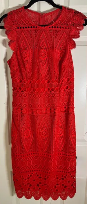 Antonio Melani Red Lace Sheath Dress Size 4 –‎ Cocktail Wedding Guest Party thumbnail 1