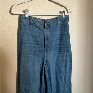 Free People Mindy Flare Leg High Rise Raw Hem Jeans‎ sz 29 Indigo Blue thumbnail 3