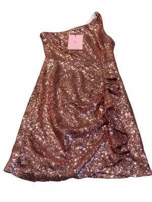 HELLO MOLLY pink sequin one shoulder dress nwt thumbnail 1