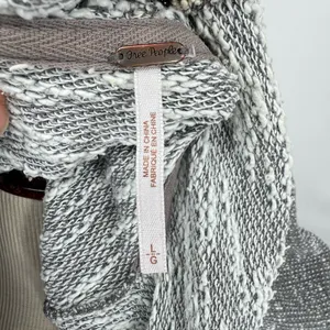 Free People In The Loop Open-Front‎ Waterfall Cardigan Gray White L thumbnail 8