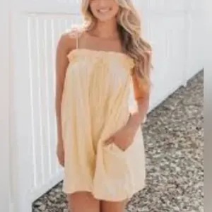 ZARA Linen Blend Babydoll Mini Dress with Pockets in Peach Tangerine Size‎ Small thumbnail 4