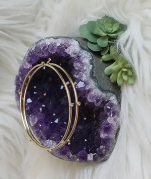 Kendra‎ Scott Gold Tone Crystal Bangle Stacker Bracelet Jewelry Dainty Sparkling thumbnail 1