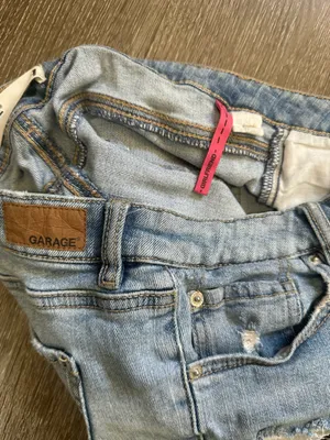 Garage Faded Blue Distressed Rolled-Hem Jean Shorts thumbnail 6