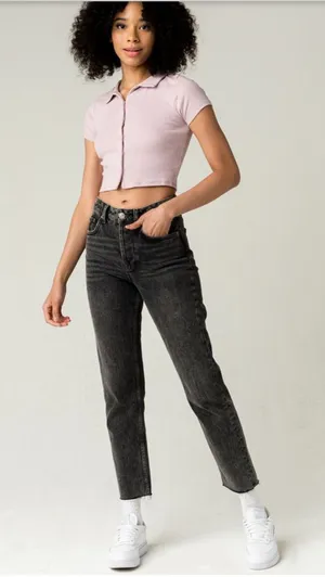 Tilly’s FULL TILT Button Front Womens Lavender Crop Polo Shirt NWT size XS thumbnail 1