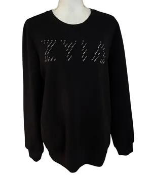 Zyia Size M Crewneck Sweatshirt Spellout Black Athletic Athleisure thumbnail 1