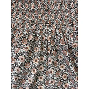 Hayden Smocked Floral Peplum Blouse Large Boho Puff Sleeve thumbnail 2