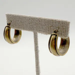 Gold Hoop Earrings Chunky Wide Tapered Vintage Style 80s Statemement Jewelry thumbnail 3