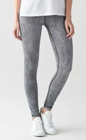 Lululemon Wunder Under Pant III Fall Net White Black‎ Leggings Size 2 thumbnail 1