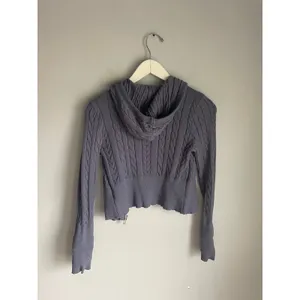 Bella Swan Y2K Zip up cardigan hoodie cableknit dusty blue size medium Pink Rose thumbnail 3