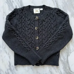 MAEVE By Anthropologie Charcoal Cable Knit Cardigan • Sz S thumbnail 4