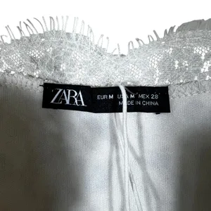 Zara Floral Lace Paisley Mini Slip Dress White Beige Coquette Embroidered Size M thumbnail 5