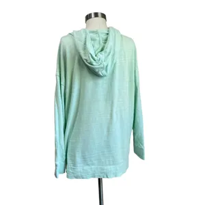 Loft Causal Mint Green‎ Pullover Hoodie 100% Knit Cotton Size Large thumbnail 3