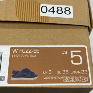 Koolaburra by UGG Fuzz-ee Sandals Adjustable‎ Insignia Blue Furry Size 5 thumbnail 9