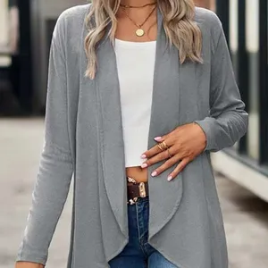 JFN Just Fashion Now Womens Charming Gray Wrap Loose Casual Plain Coat XL(12) thumbnail 1