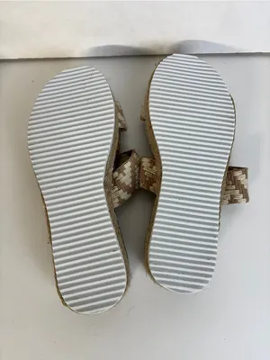Woven Beige & Cream Espadrille Slide Sandals thumbnail 5