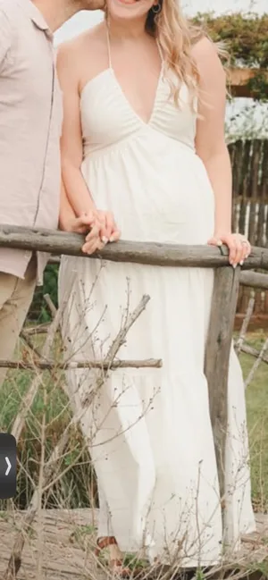 White Halter Maxi Dress Size M thumbnail 1