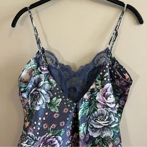 ✨ Vintage Gold Label Victoria’s‎ Secret Blue Lace Floral Satin Slip Small thumbnail 6