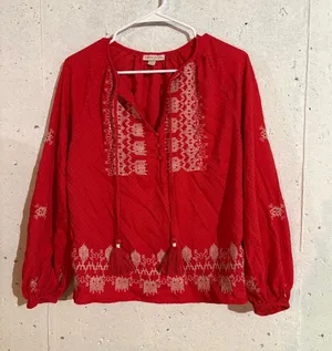 Knox Rose Long Sleeve Embroidered Blouse | Size: Small thumbnail 1