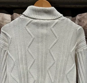 Club Monaco Women’s Sweater Heavy Cable Knit Fisherman Beige Size Large thumbnail 5