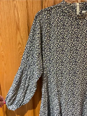 Derek Lam 10 Crosby Long Sleeve Mock Neck Blue Floral Print Mini Dress Size 6 thumbnail 5