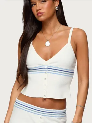 Edikted Miya Stripey Ribbed Knit Tank Top Women’s Small thumbnail 1