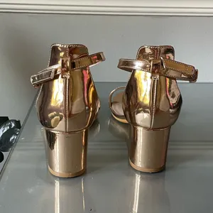 Heels Charm Gold Block Heel Sandals Size 10 thumbnail 3