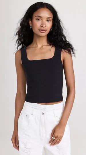 Reformation Julia Ribbed Sweater Tank - Black - Medium thumbnail 1