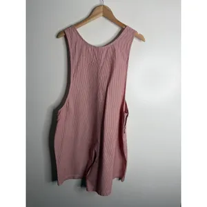 Marsh Landing Red White Pinstripe Overall Shortalls Romper w/ Pockets‎ Large thumbnail 3