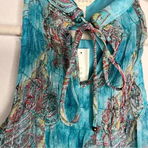 Adiva Womens Size S Sheer Chiffon Paisley Fairy Boho Halter Whimsical Top‎ thumbnail 3