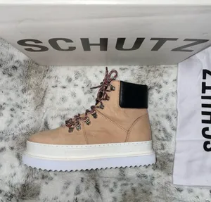 Schutz 🆕 BNIB | Marlua Leather Platform Lace Up Boot | Honey Beige & Black thumbnail 6