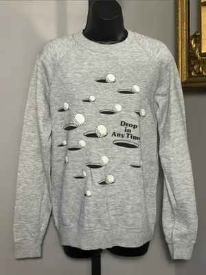 VINTAGE Golf Sweatshirt Medium Gray Crewneck Drop In Any Time! thumbnail 1