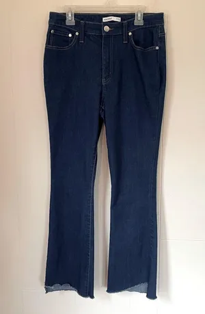 Nine West Kick Flare dark wash denim bootcut jean ~ raw hem ~ women’s size 8 thumbnail 2